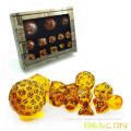 Bescon Super Glowing in Dark Complete Polyhedral RPG Dice Set 13pcs D3-D100, Role Playing Dice Set Amber and Luminous